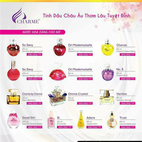 Nước hoa Charme Việt Nam và các dòng sản phẩm ưa chuộng nhất